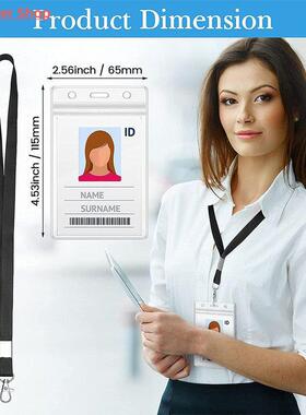 简单透明身份证持有人与颈部挂绳办公室