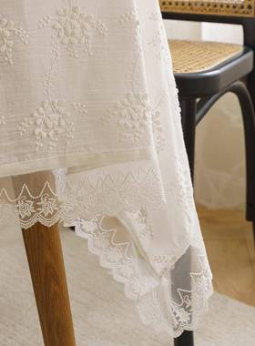 立体绣花桌布镂空花边餐桌布茶几台布野餐布tablecloth