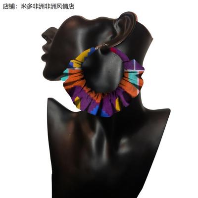 African earrings 手工耳坠饰品非洲蜡染面料民族风夸张耳环女