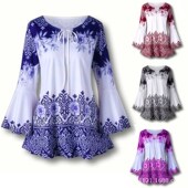 prin ceramic trade Foreign shirt new retro pattern women