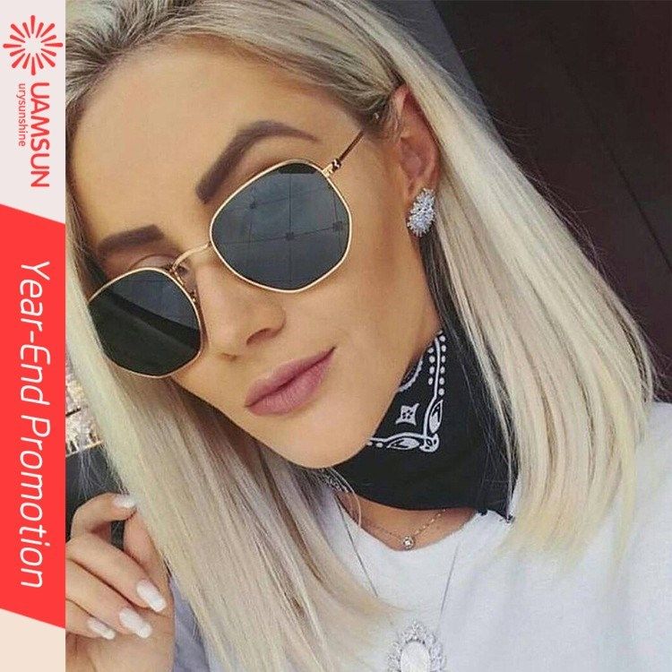 women box metal polygon sunglasses fashion men sun glasses
