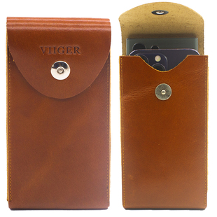 真皮双层手机腰包男穿皮带竖款 6.7牛皮两部高端工地干活 6.9寸6.8