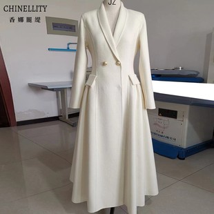 加厚双面羊绒大衣阿尔巴卡羊驼绒4.5米大摆黑色高端毛呢外套冬新