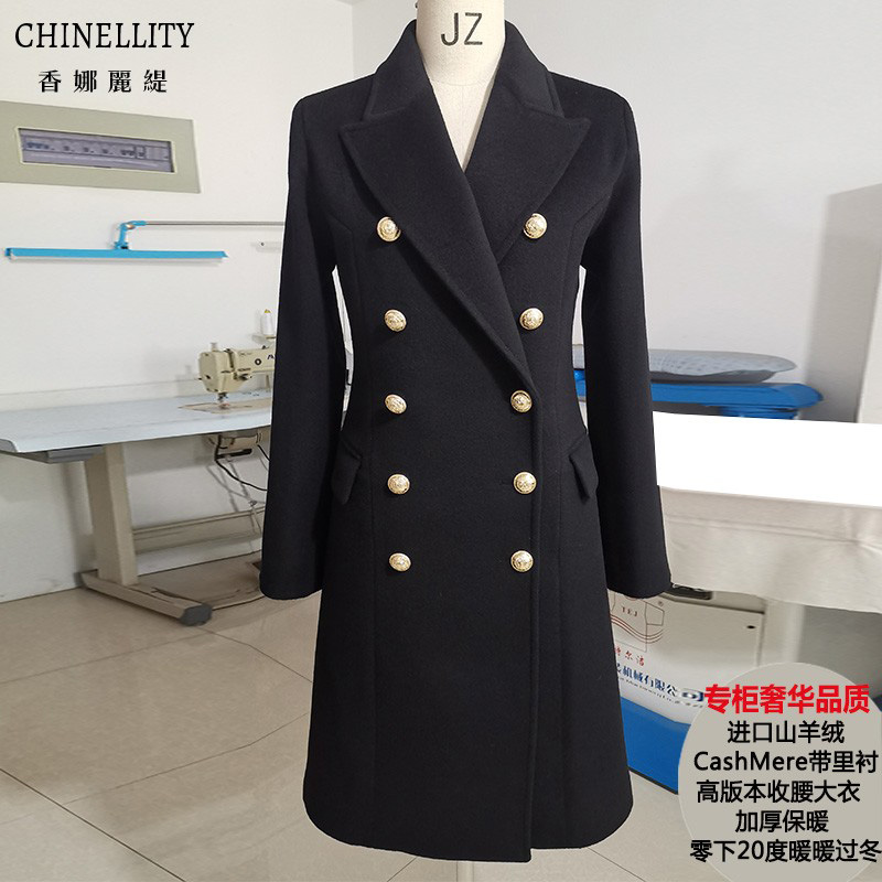 山羊绒大衣进口带里衬加厚保暖短款白驼黑色高端毛呢外套冬新款女