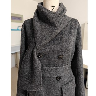 骆驼绒围巾款加厚高端灰色白色黑长款双面羊绒大衣保暖毛呢外套女