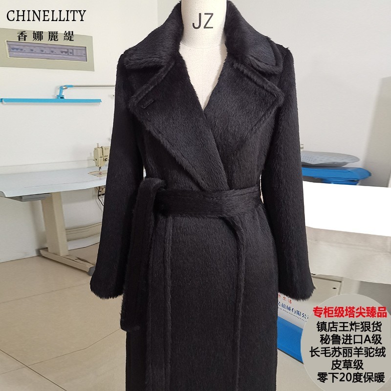 经典款MANUELA镇店秘鲁进口A级苏丽大衣超保暖毛呢外套女