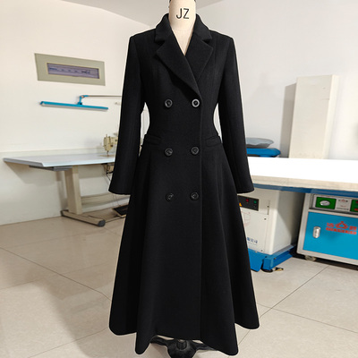 加厚伞摆羊绒羊毛大衣收腰带里衬保暖长款黑白驼高端外套冬新款女