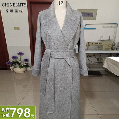 骆驼绒双面羊绒大衣加厚保暖驼色灰色长款高端毛呢外套秋冬新款女