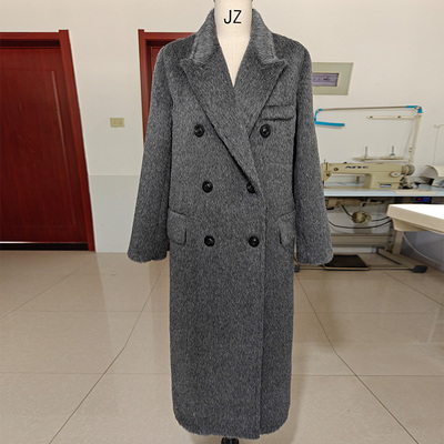 加厚羊驼绒阿尔巴卡高端带里衬白色黑色长款大衣超保暖毛呢外套女