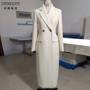 羊毛山羊绒大衣进口带里衬高版本收腰加厚白黑驼高端毛呢外套冬女