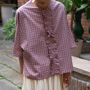 inLESS丨Apuntob P1983/TS900 花边格纹府绸棉衬衫上衣女