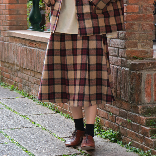 inLESS｜Sejour Vol.07 格纹羊毛褶裥半裙