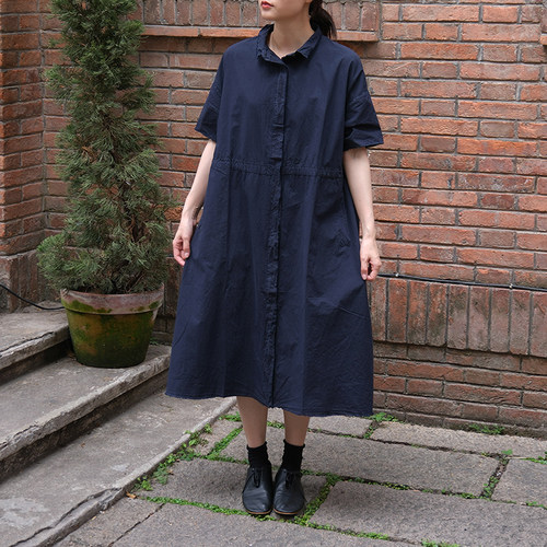 【SALE】HANNOH WESSEL 意大利 S25148-11短袖衬衫连衣裙女长裙