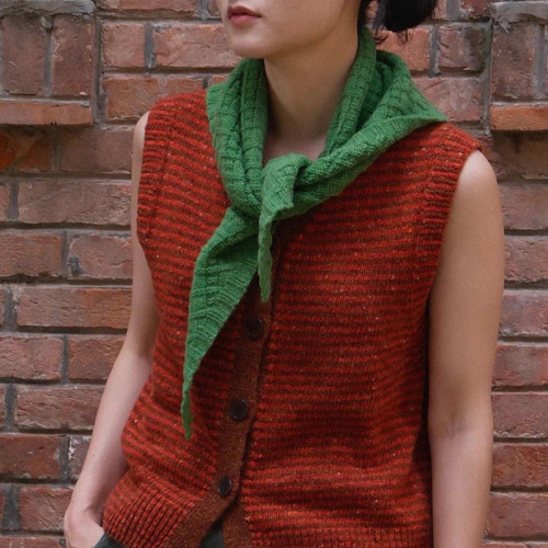 inLESS丨Toast Grid Stitch Knitted Bandana 英国 羊毛针织方巾