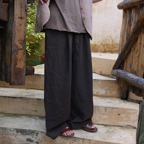 inLESS | 屿麻纪 isola e lino 亚麻宽松直筒裤