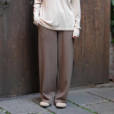 inLESS | REANUDAR 美利奴羊毛直筒裤休闲长裤女