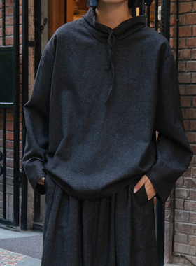inLESS丨AVIVA JIFEI XUE Cowl羊毛亚麻牦牛毛混纺套头衬衫上衣女