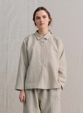 inLESS丨muku C1383 IVORY COLLAR SHIRTS 棉麻套头衬衫上衣女