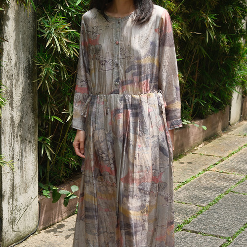 inLESS丨RUNAWAY BICYCLE MEL PRINTED DRESS 真丝印花连衣女