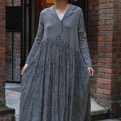 【SALE】MAKU jamdani checkered cotton dress 纯棉格纹连衣裙