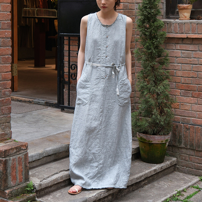 【SALE】HANNOH WESSEL S25128-6 无袖连衣裙女亚麻背心长裙