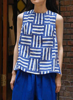 inLESS丨Toast Patchwork Stripe Block Print 纯棉拼布背心上衣