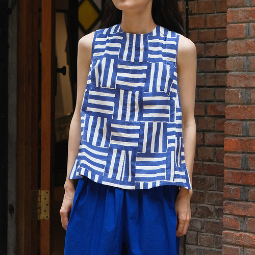 inLESS丨Toast Patchwork Stripe Block Print 纯棉拼布背心上衣