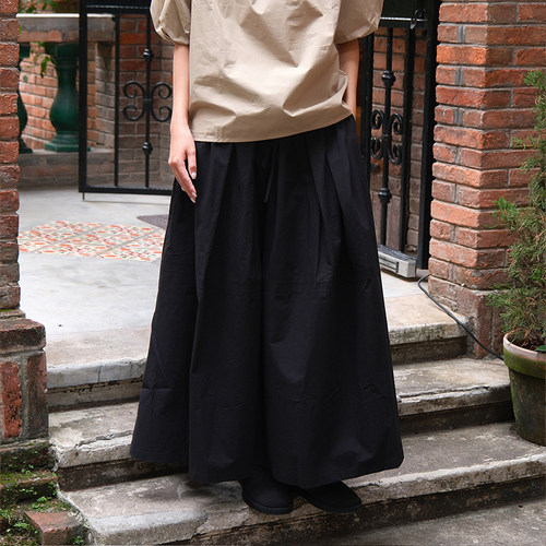 【SALE】Studio Nicholson FULL PLEATED 黑色纯棉全褶半身裙女
