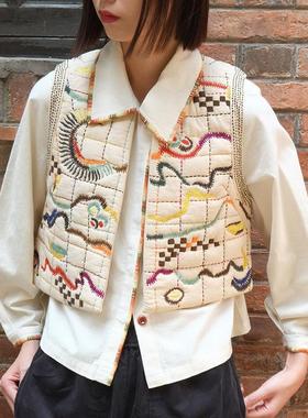 折扣款不退不换Toast Abstract Hand Embroidered 手工刺绣马甲女