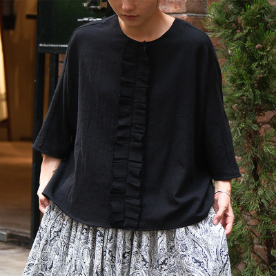 inLESS丨Apuntob P1983/TS896 黑色羊毛衬衫上衣女