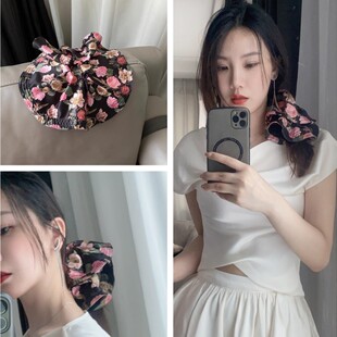 网红加大号发圈30cm玫瑰花高级感气质个性 潮发饰 碎花夸张小众法式