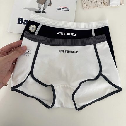 轻运动全裤7A抑菌亲肤棉内裤中腰大码全包臀平角内裤简约字母透气