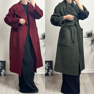 实拍 过膝韩系赫本风双面羊绒大衣女中长款 羊毛呢子外套冬季