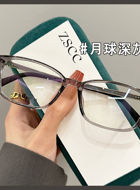 超轻塑钢钛架高级感眼镜女专业可配有度数近视镜片灰色眼睛框架男