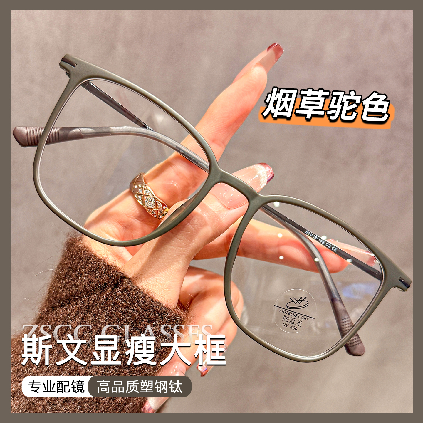 斯文显瘦大框框眼镜女超轻塑钢钛