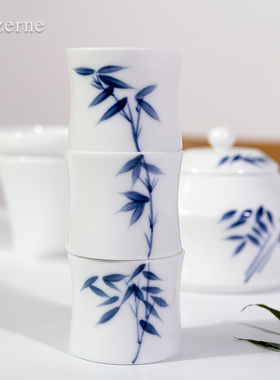 Luzerne陆升新骨瓷6头陶竹茶具套装泡茶功夫茶家用壶杯复古手绘