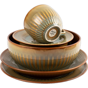 Luzerne 陆升新骨瓷素彩系列复古欧式精致家用餐具汤盘碗盘子