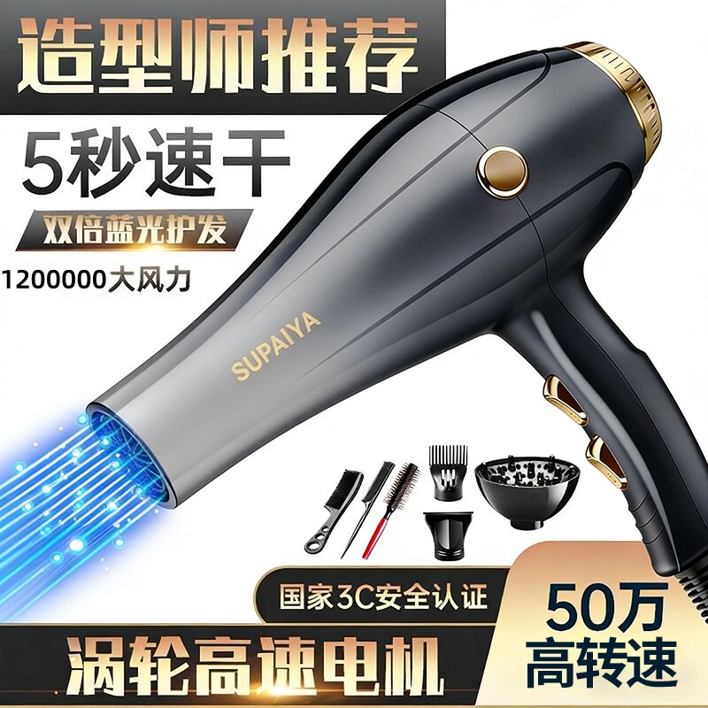 德国电吹风机家用发廊蓝光负离子冷热风超大风力理发店大功率护发