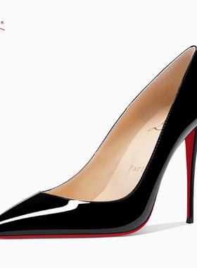 Lasanye2024春秋新款尖头黑色CL红底单鞋真皮浅口性感漆皮高跟鞋