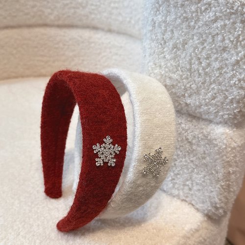 温柔慵懒水钻雪花毛线宽版发箍