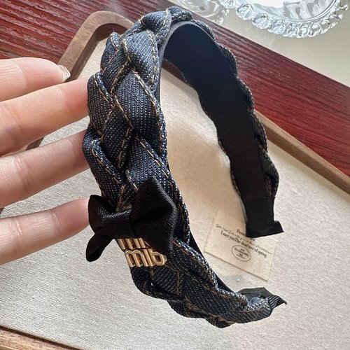 高颅顶牛仔麻花蝴蝶结字母发箍