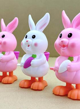 网红上链发条跳跳粉白长耳兔卡通动物可爱婴幼儿宝宝益智学爬1-4