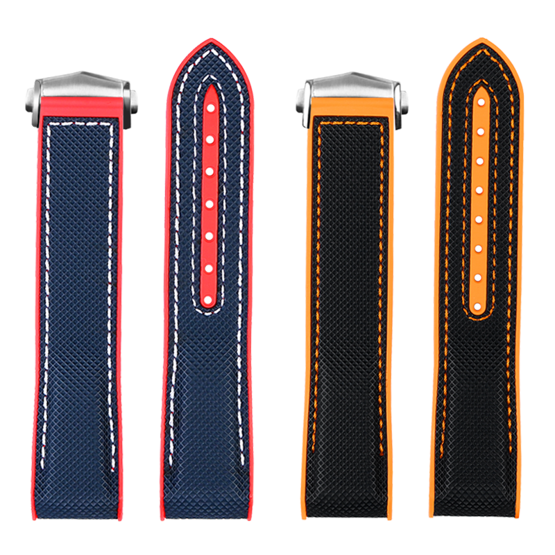 适配欧米茄海马潜水600美洲杯限量版可乐圈男尼龙硅橡胶手表带22m