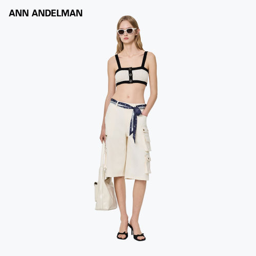 ANN ANDELMAN绑带丝巾工装裤女多口袋休闲七分裤宽松裤子