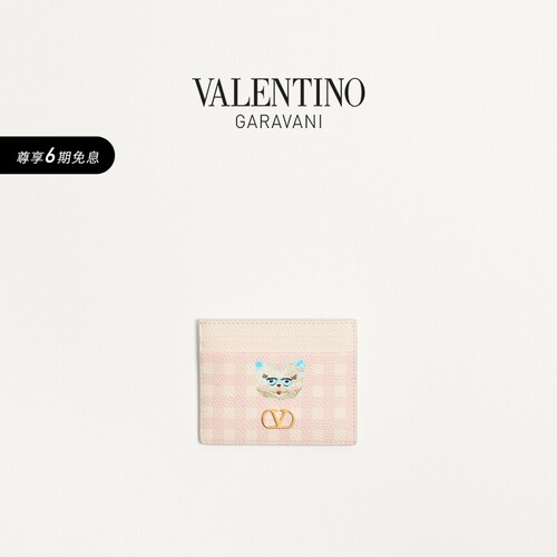 [线上限定]华伦天奴VALENTINO女士 VLOGO SIGNATURE 牛皮革卡夹