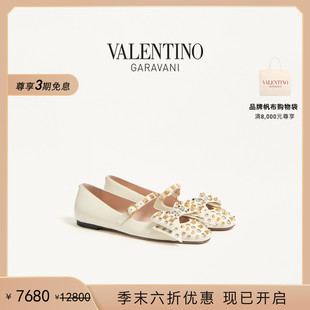 华伦天奴VALENTINO女士BOWOW羊皮革玛丽珍芭蕾舞鞋 末优惠 季
