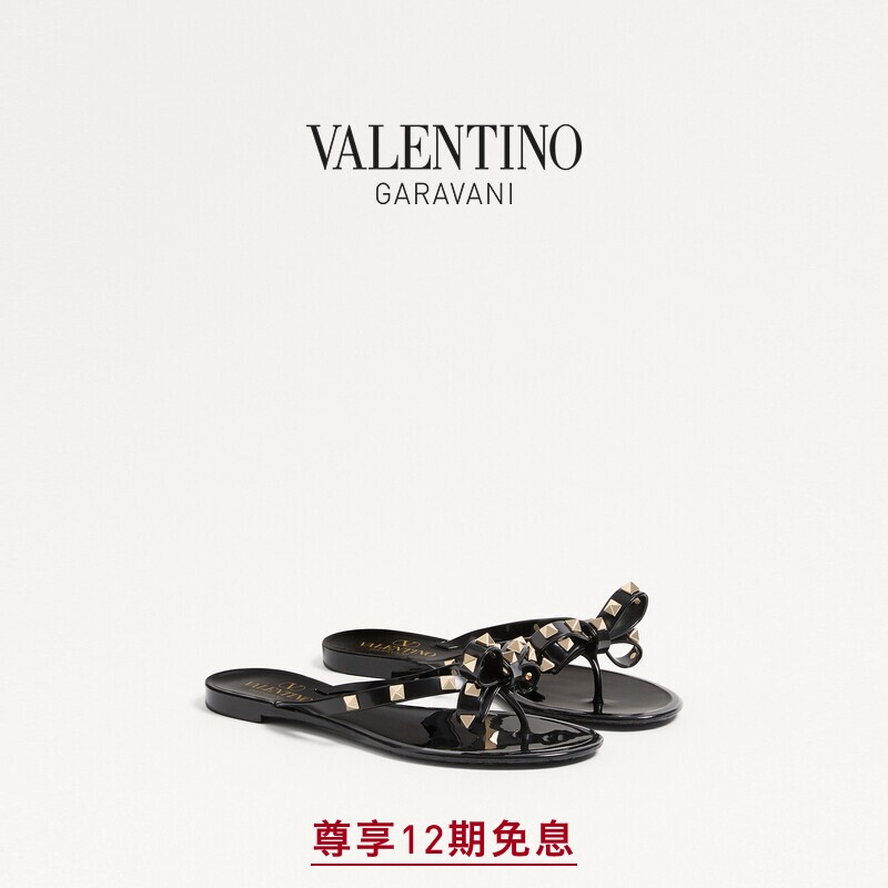 [12期免息]华伦天奴VALENTINO女士 ROCKSTUD 夹趾凉鞋拖鞋[礼物]