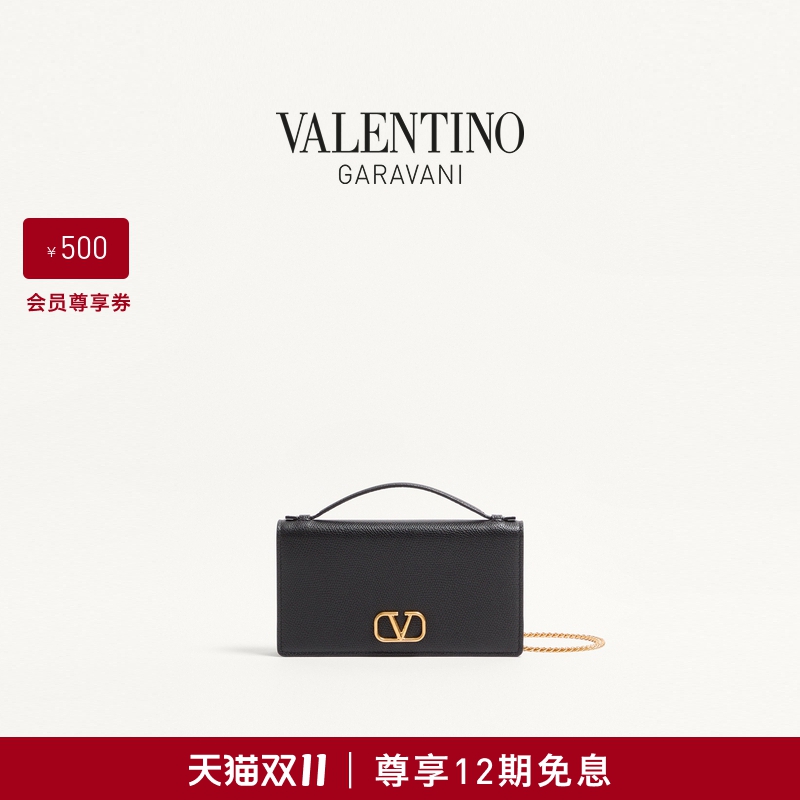 [12期免息]华伦天奴VALENTINO女士 VLOGO SIGNATURE 牛皮革钱包
