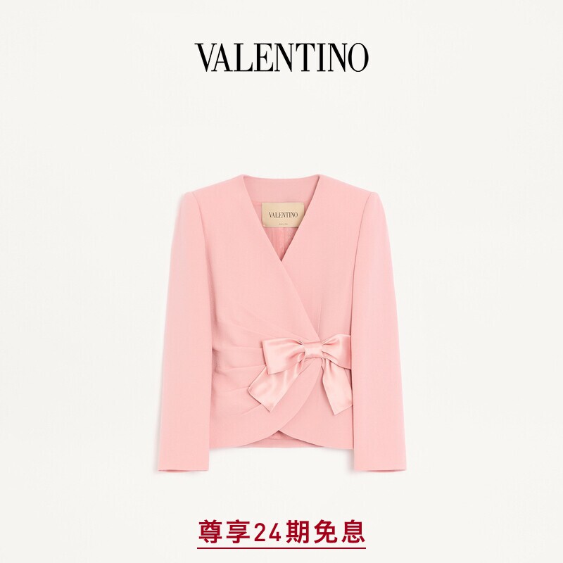 [24期免息]华伦天奴VALENTINO女士蝴蝶结羊毛绉纱夹克