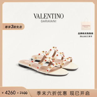 华伦天奴VALENTINO女士 末优惠 ROCKSTUD 拖鞋 平底铆钉凉鞋 式 季